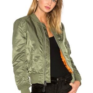 Alpha Industries MA-1 W Bomber Jacket in Sage‎ Reversible Orange